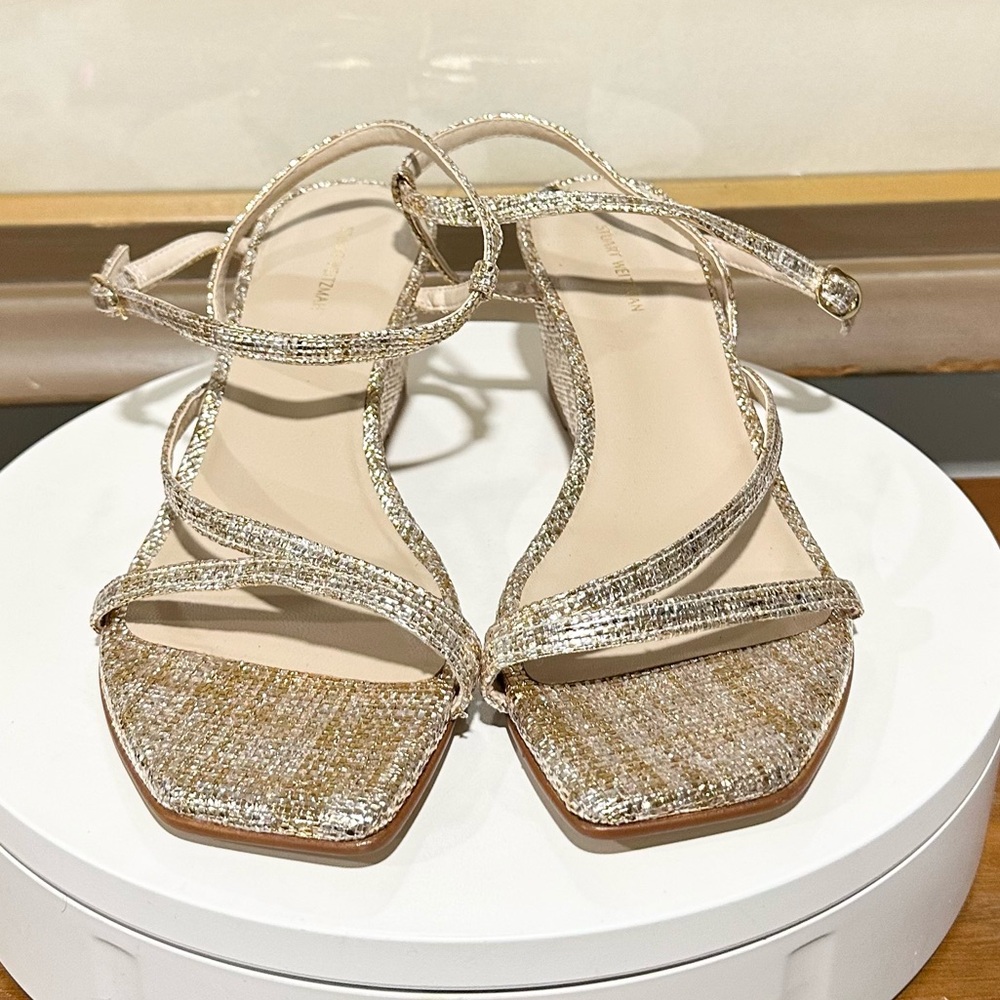🌹STUART WEITZMAN 🌹 Oasis 50 Wedge Sandal In Gold Size: 9B - Picture 6 of 10